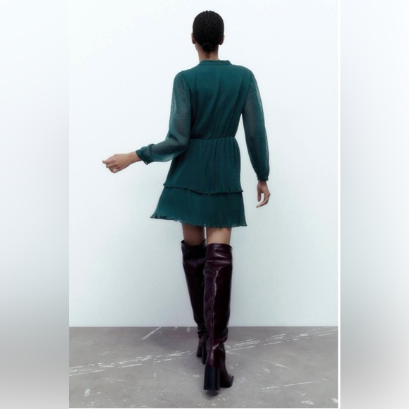 Zara short Dotted Mesh Dress - Picture 5 of 9